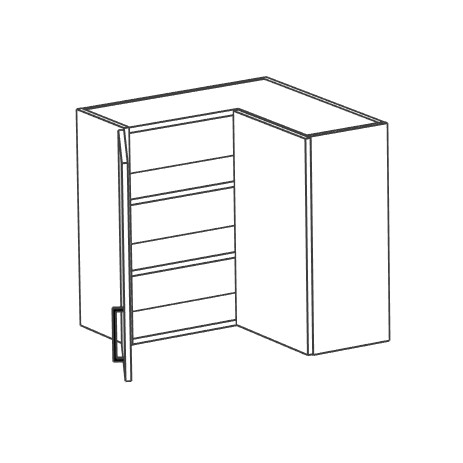 Na rysunku przedstawiona laboratoryjna szafka narożna wisząca z dwiema drzwiami